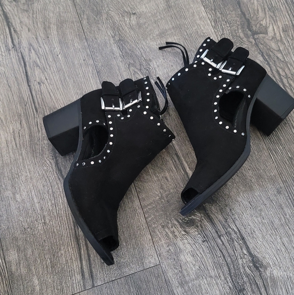 Dirty Laundry Black Ankle Boots with Western Flair